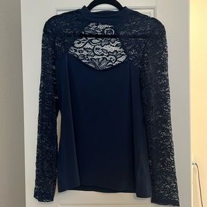 Express Lace Sleeve Keyhole Cutout Shirt Size M